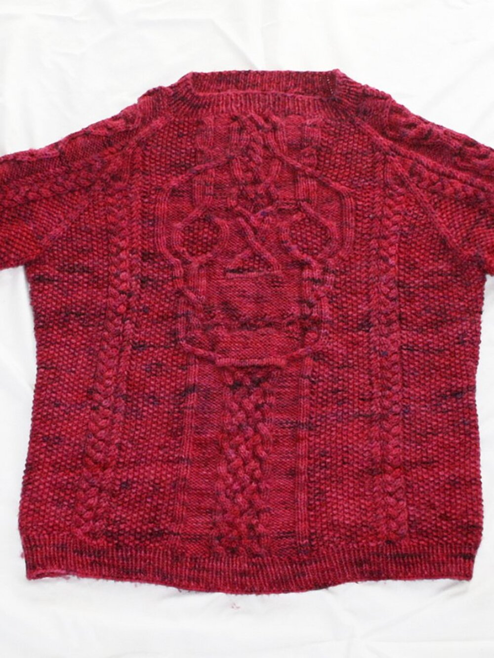 Hand Dyed & Knit Thick Merino Cabled Skull Sweater - XL